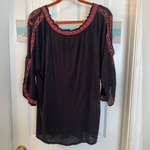 INC Black Embroidered Boho/Peasant Top Sz 1X - Picture 8 of 8